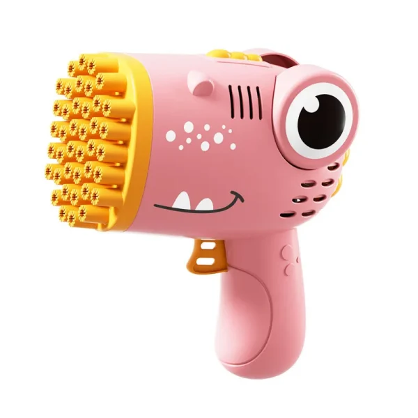 Summer Outdoor Toys Eco-friendly Plastic Cartoon Electric Gun Automatic Machine Soap 40 Hole Dinosaur Bubble Gun