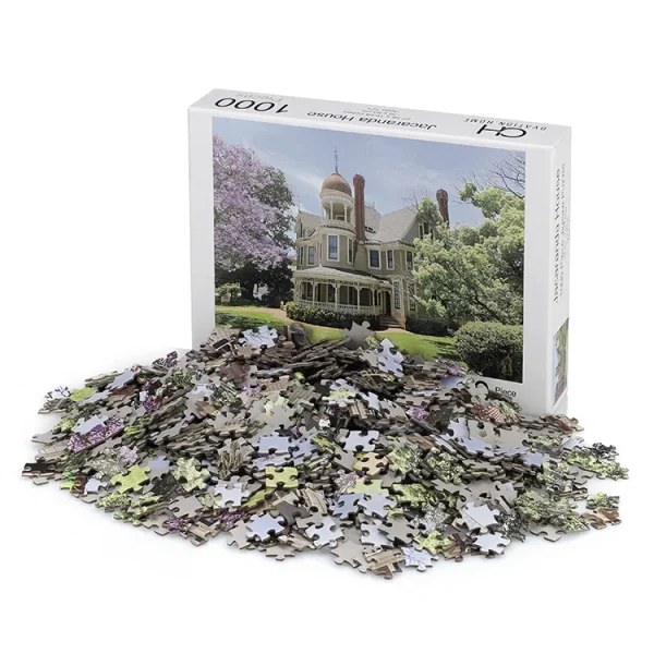 Hot Sale Print Personalized 1000 Pieces Adult Landscape Painting Jacaranda House Large Custom Paper Jigsaw Puzzles